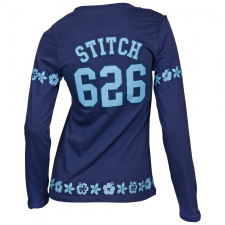 Disney Stitch Experiment 626 Jersey Style Juniors Long Sleeve T-Shirt